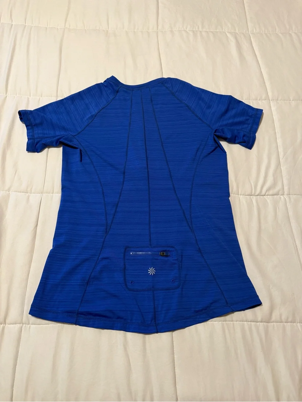 Athleta Royal Blue Short Sleeve Zip-Front Active Tee - Picture 3 of 5